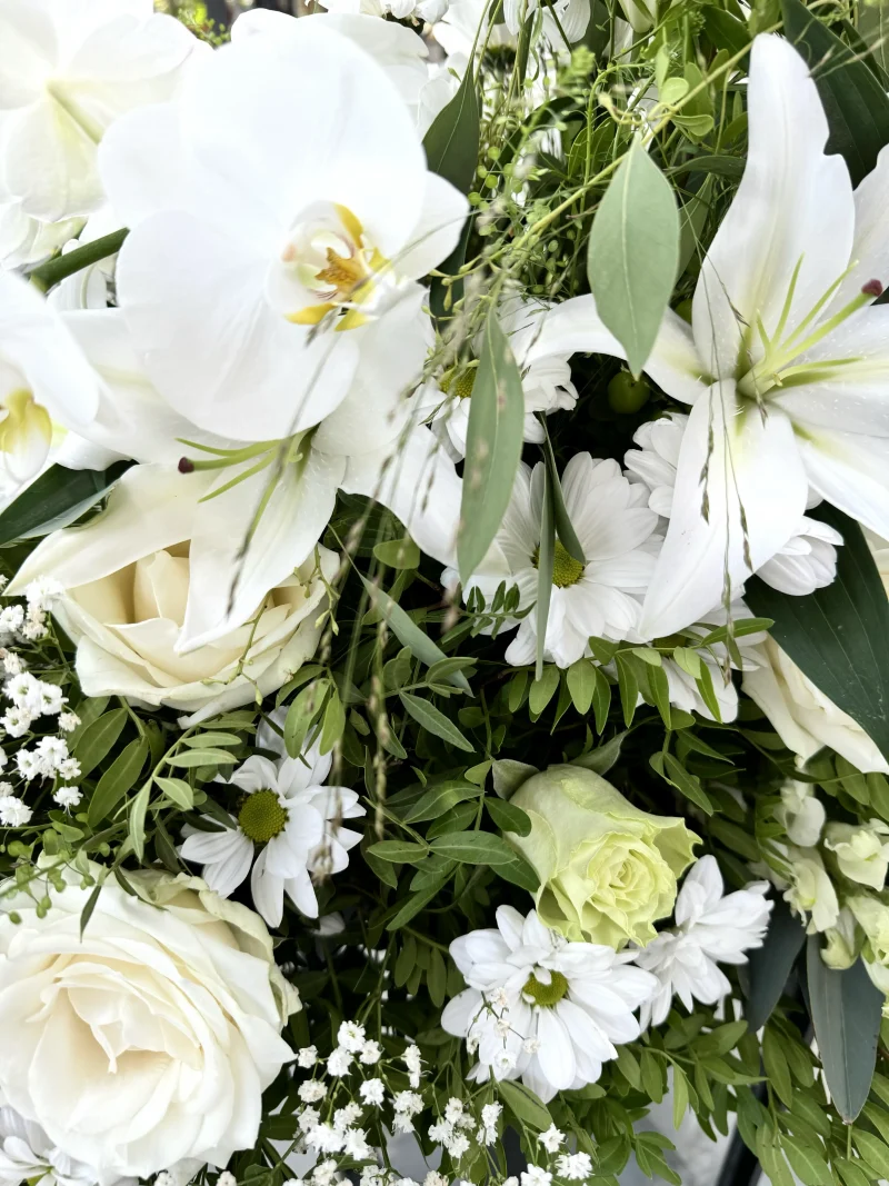 Coussin de deuil blanc Monsieur Fleur